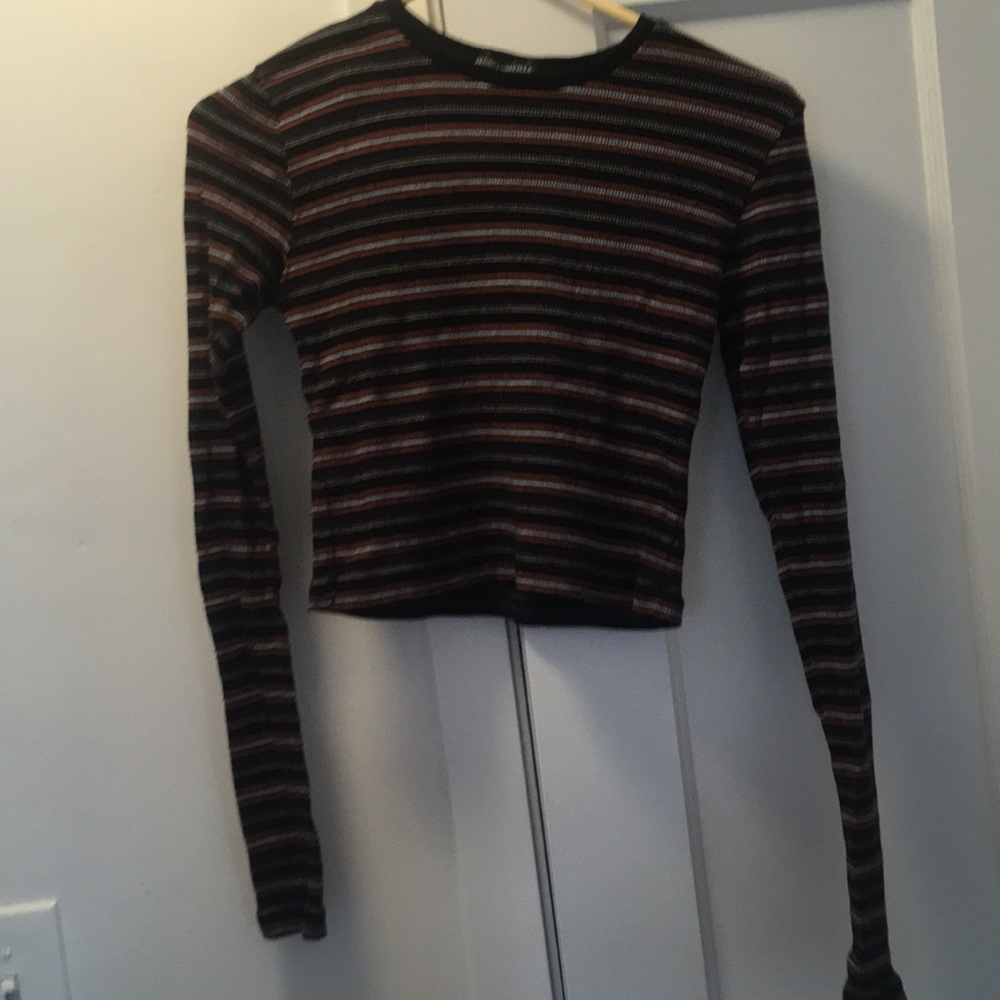 cropped patterned brandy long sleeved shirt